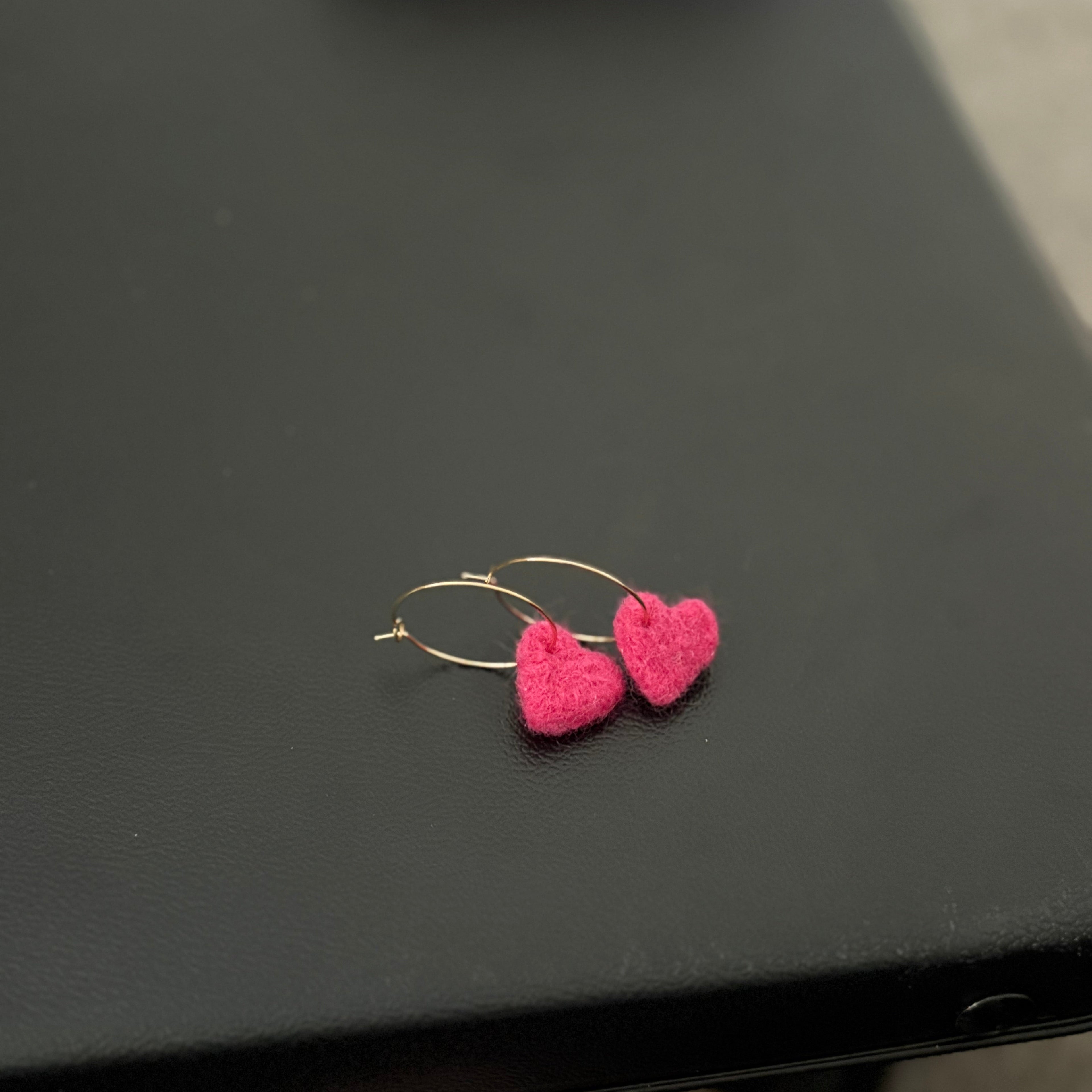 Heart Strings | Handmade Needle Felted Heart Earrings